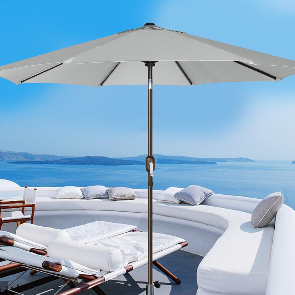 Blissun 9' Outdoor Patio Umbrella, Outdoor Table Umbrella, Yard Umbrella, Market Umbrella with 8 Sturdy Ribs, Push Button Tilt and Crank