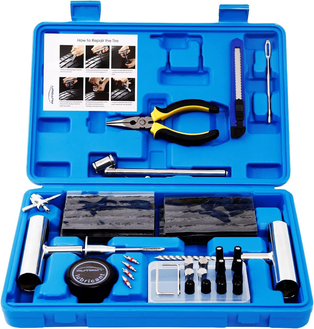 AUTOWN Flat Tire Repair Kit 68pcs, Heavy Duty Tire Plug Kit to Fix Puncture