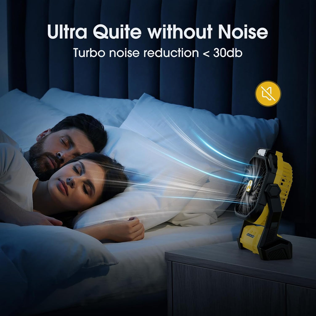 Portable Fan Rechargeable, 20000mAh Cordless Battery Powered Fan with LED Lantern Battery Operated for Travel Bedroom Home Camping Tent Office Beach Desk Fishing Table
