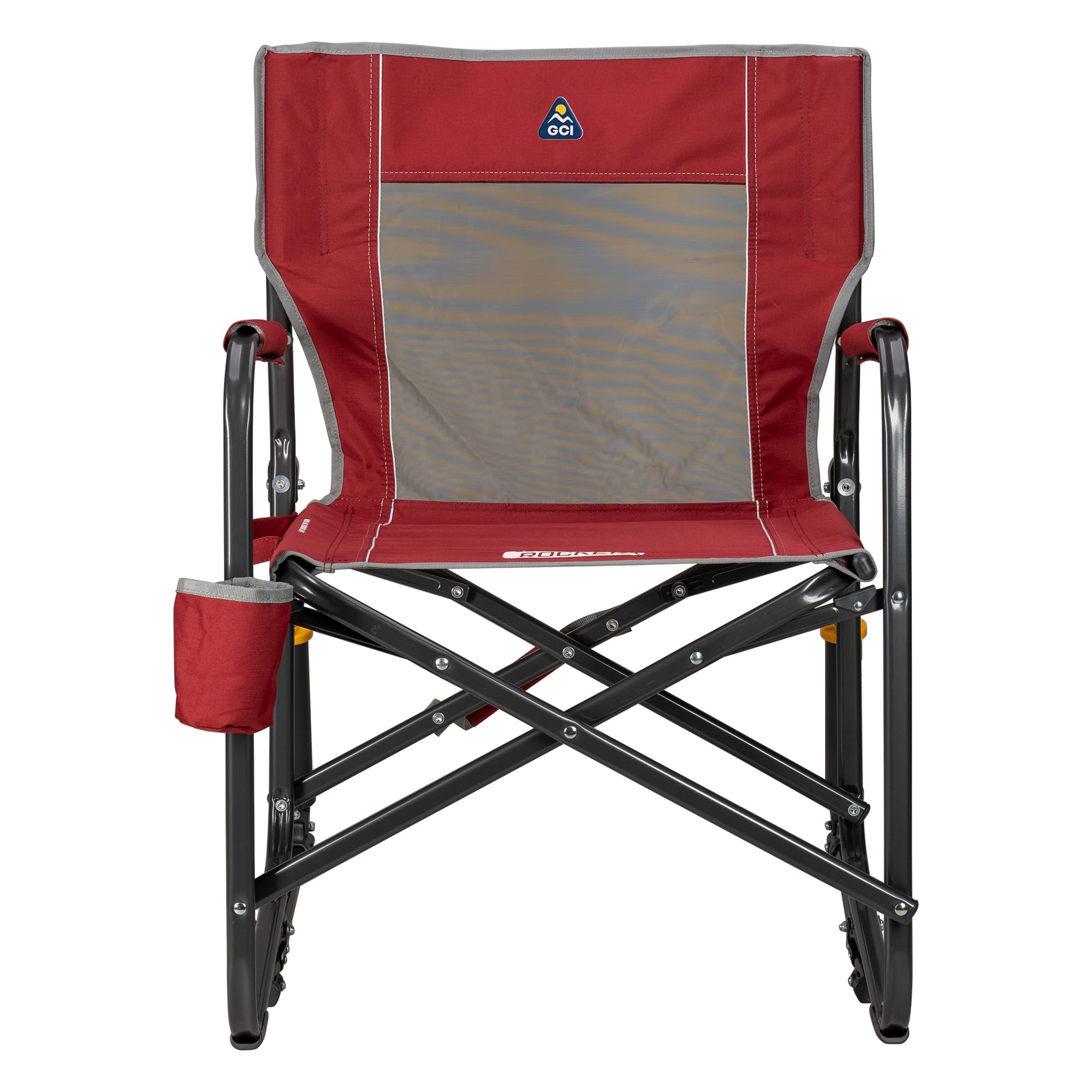 GCI OUTDOOR Freestyle Rocker Camping Chair | Portable Folding Rocking Chair with Solid, Durable Armrests, Drink Holder & Comfortable Backrest — Indigo Blue