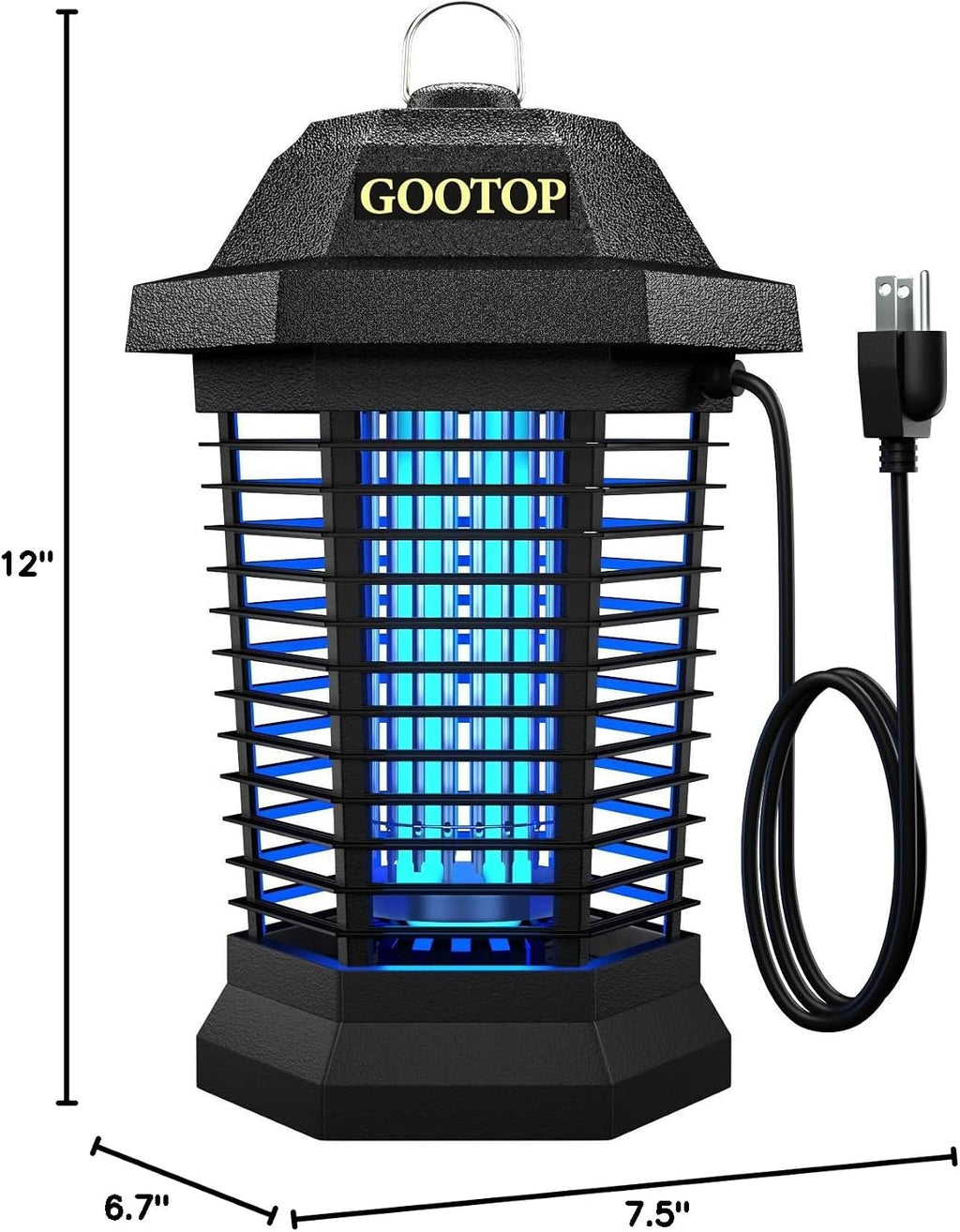 GOOTOP Bug Zapper Outdoor, Mosquito Zapper, 4200V 3 Prong Plug in Electric Fly Zapper, Mosquito Killer, Fly Traps, Flying Insects Zapper Indoor Outdoor, ABS Plastic Outer (Black)
