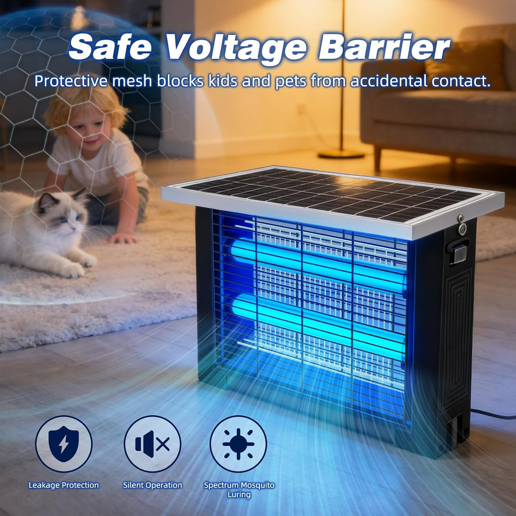 Large Solar Bug Zapper Outdoor, High‑Power Mosquito Zapper for 4000 sq.ft