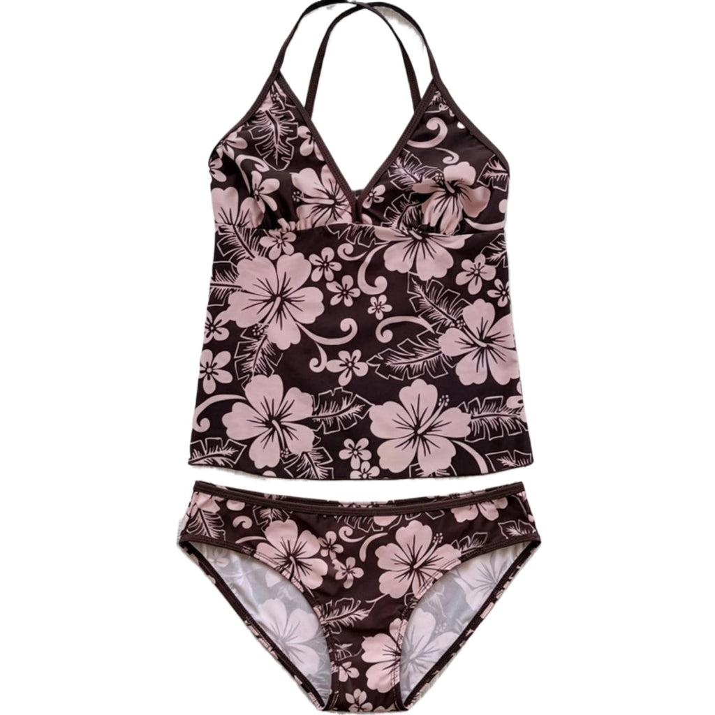 Women Two Piece Floral Print Vintage Tankini Swimsuit Set Summer