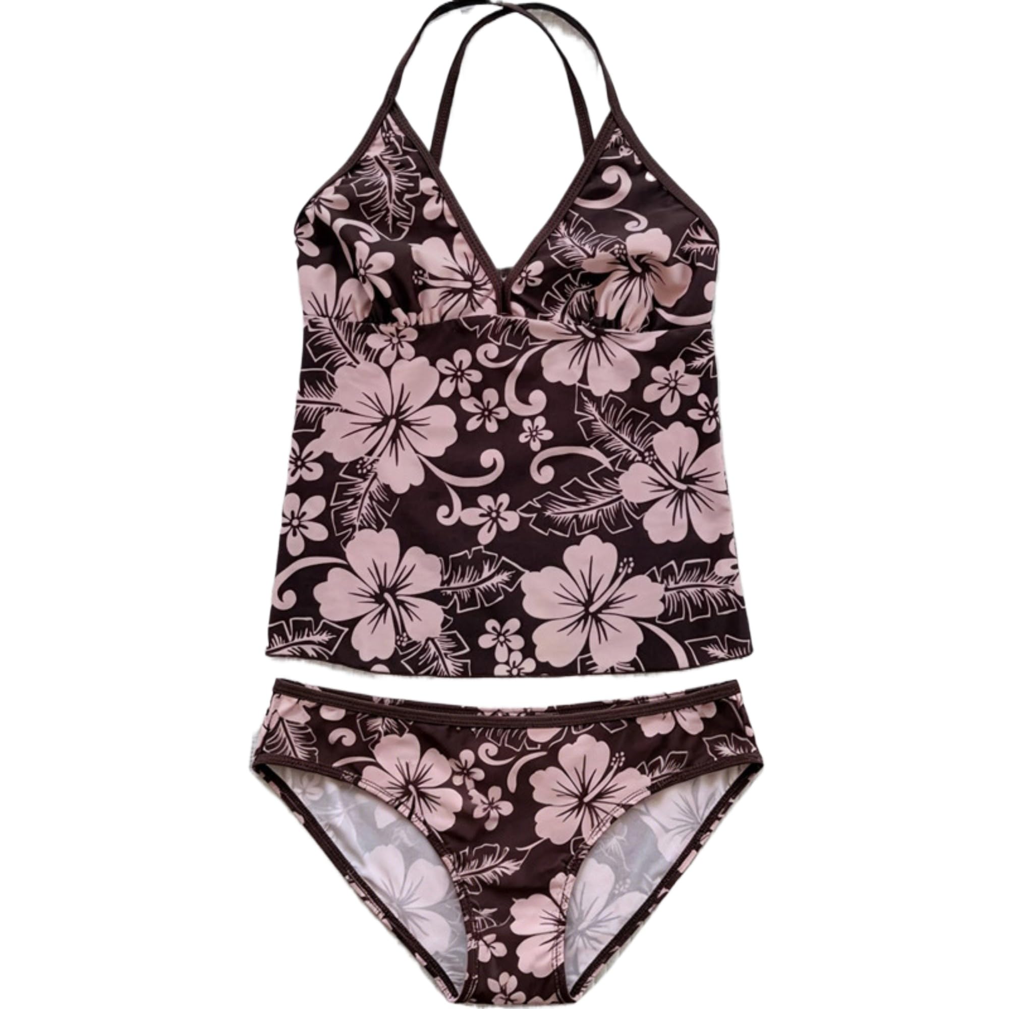 Women Two Piece Floral Print Vintage Tankini Swimsuit Set Summer