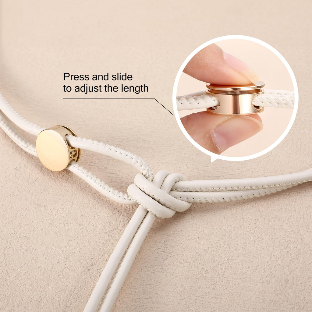Vonmelli Thin Rope Skinny Tie Leather Women Waist Belt Dress Fashion Style