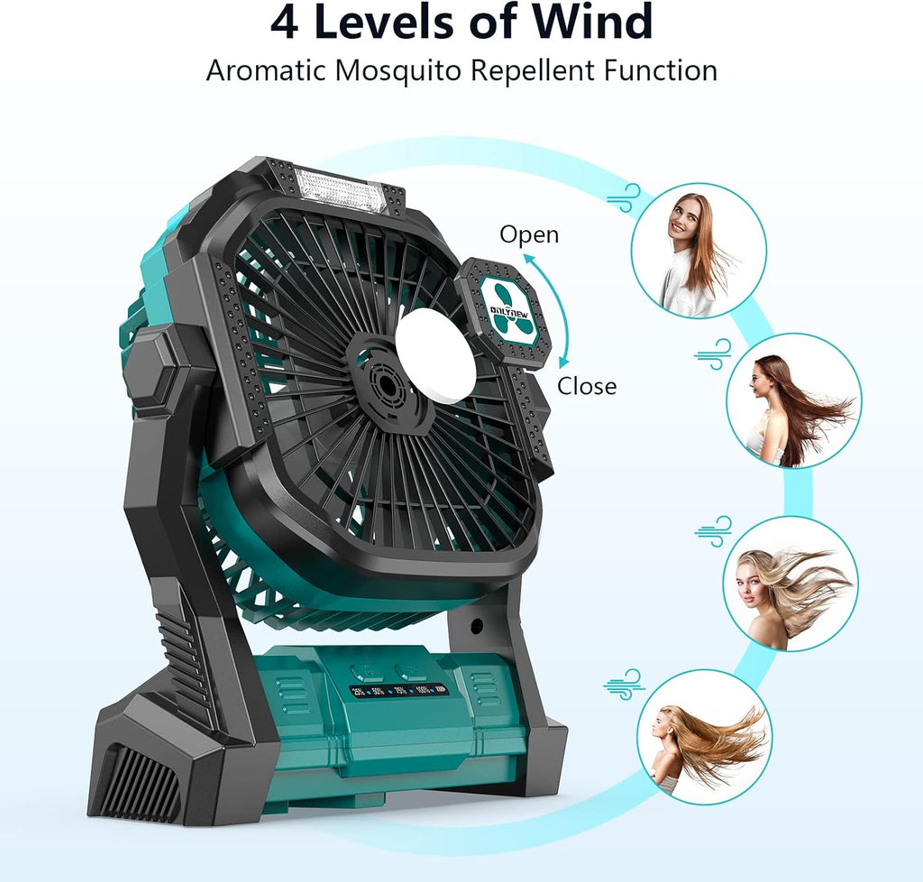 Portable Fan Rechargeable, 20000mAh Cordless Battery Powered Fan with LED Lantern Battery Operated for Travel Bedroom Home Camping Tent Office Beach Desk Fishing Table