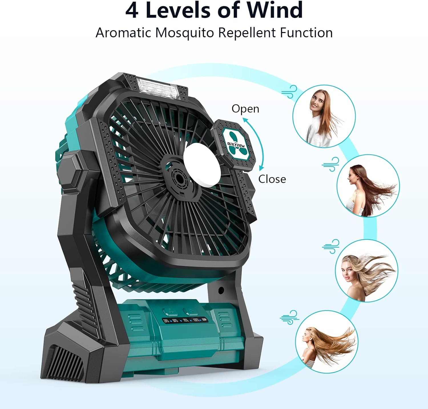 Portable Fan Rechargeable, 20000mAh Cordless Battery Powered Fan with LED Lantern Battery Operated for Travel Bedroom Home Camping Tent Office Beach Desk Fishing Table