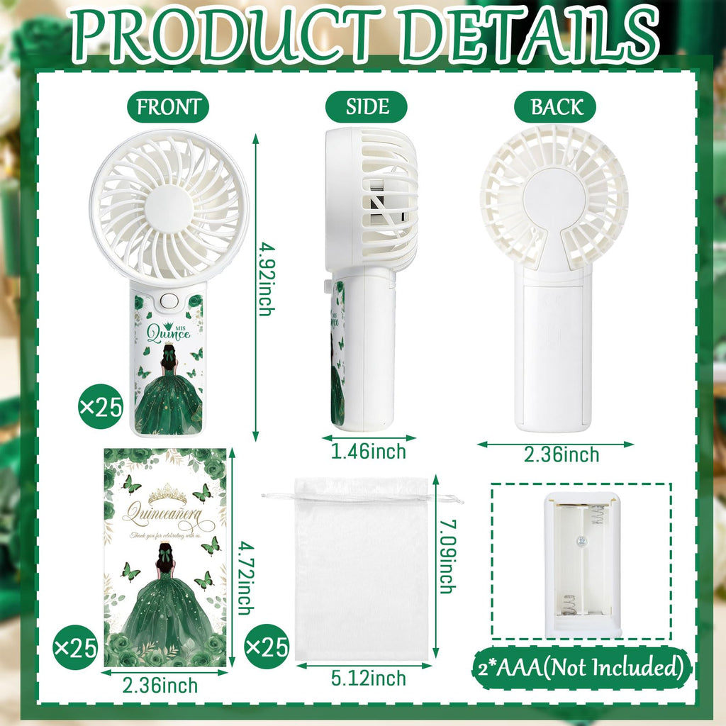 Tuanse 25 Pack Royal Blue Electric Quinceanera Party Favors Handheld Fans