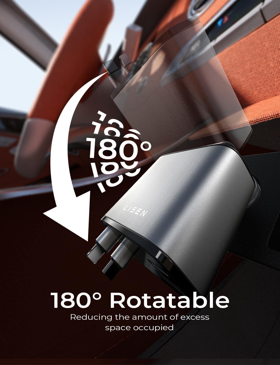 LISEN Retractable Car Charger 84W Fast Charge USB C Multi Cable Adapter