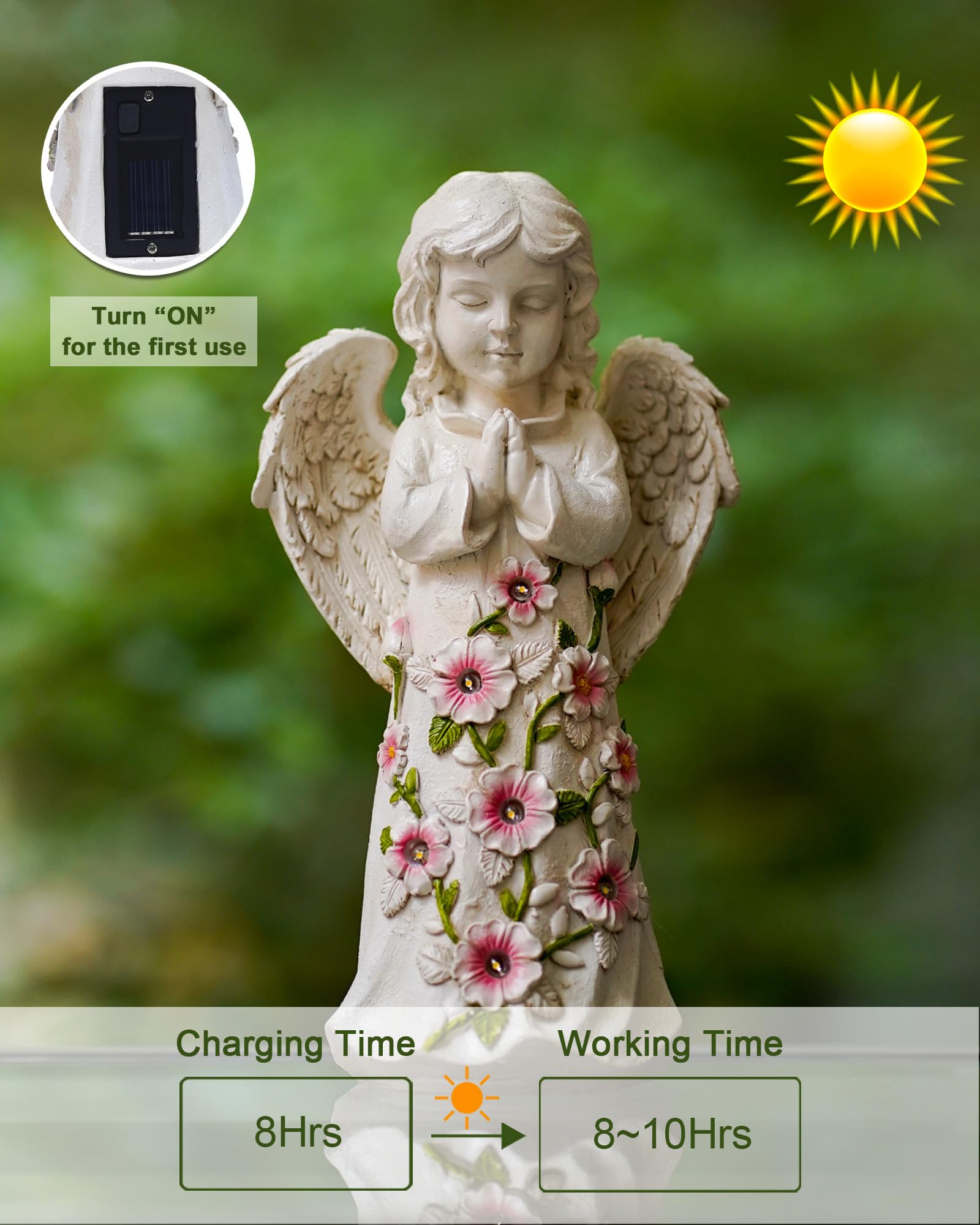 Nacome Solar Garden Outdoor Statues Turtle with Succulent