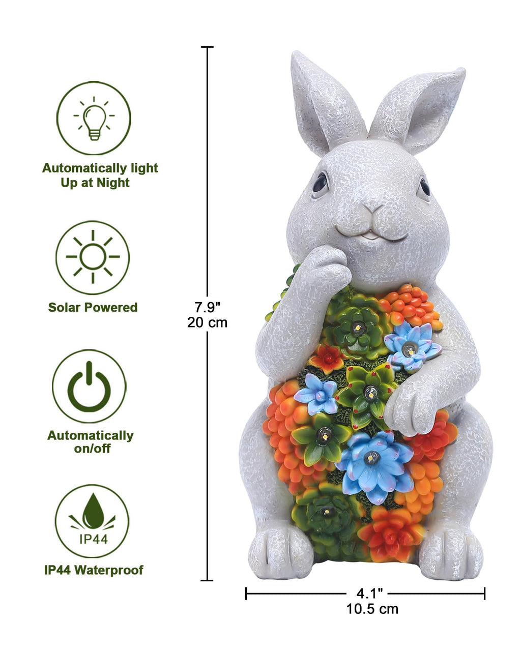 Nacome Solar Garden Outdoor Statues Turtle with Succulent