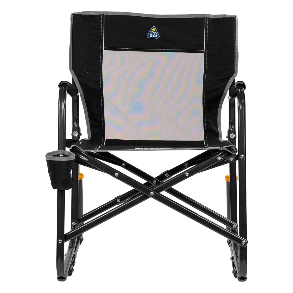 GCI OUTDOOR Freestyle Rocker Camping Chair | Portable Folding Rocking Chair with Solid, Durable Armrests, Drink Holder & Comfortable Backrest — Indigo Blue
