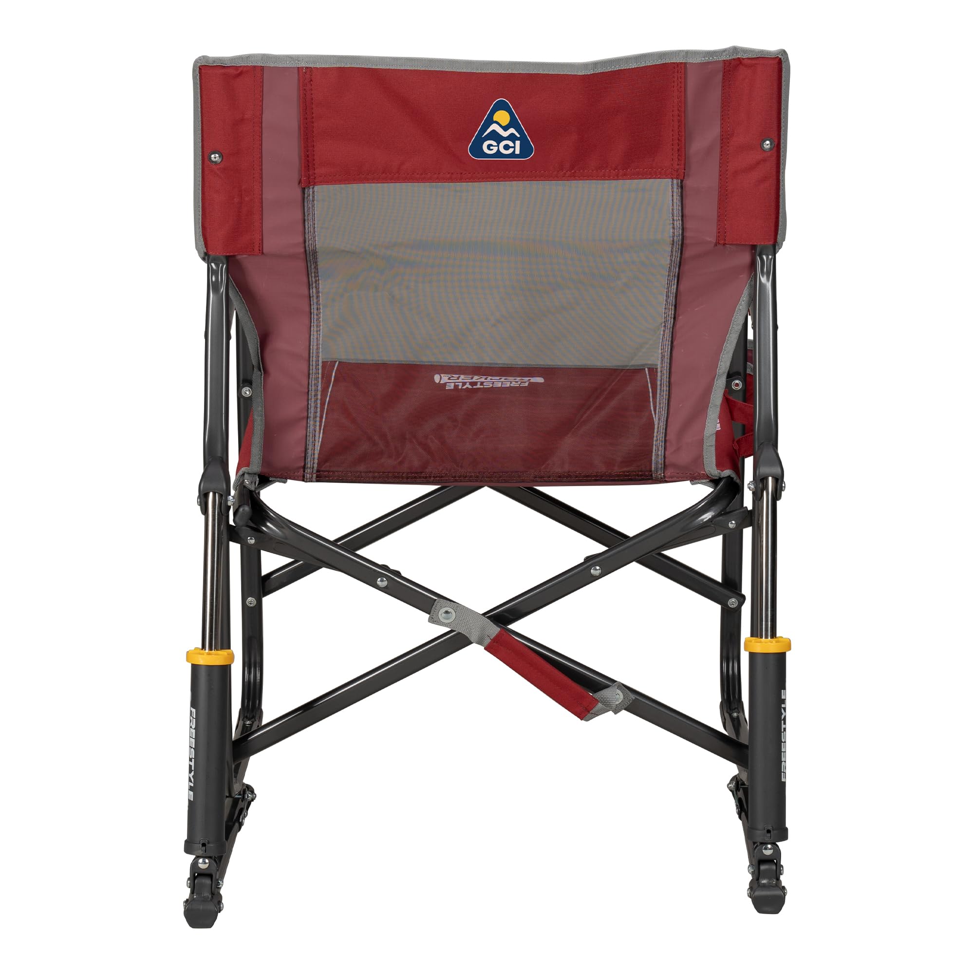 GCI OUTDOOR Freestyle Rocker Camping Chair | Portable Folding Rocking Chair with Solid, Durable Armrests, Drink Holder & Comfortable Backrest — Indigo Blue