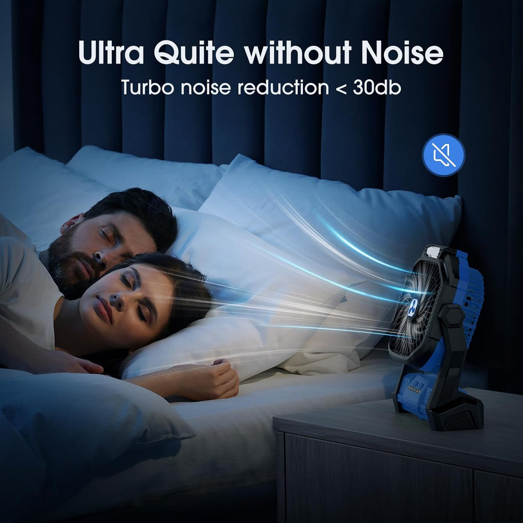 Portable Fan Rechargeable, 20000mAh Cordless Battery Powered Fan with LED Lantern Battery Operated for Travel Bedroom Home Camping Tent Office Beach Desk Fishing Table