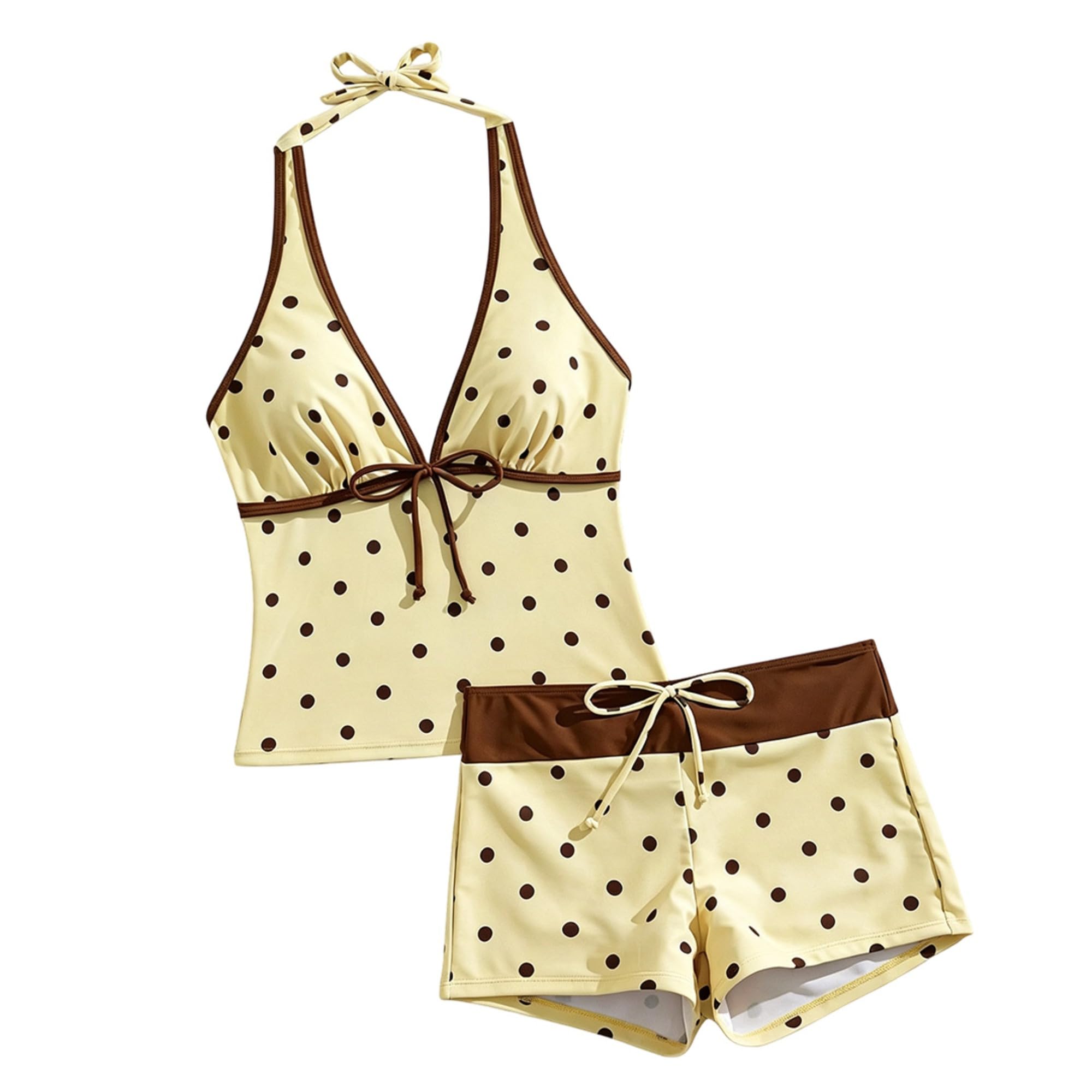 Women Two Piece Floral Print Vintage Tankini Swimsuit Set Summer