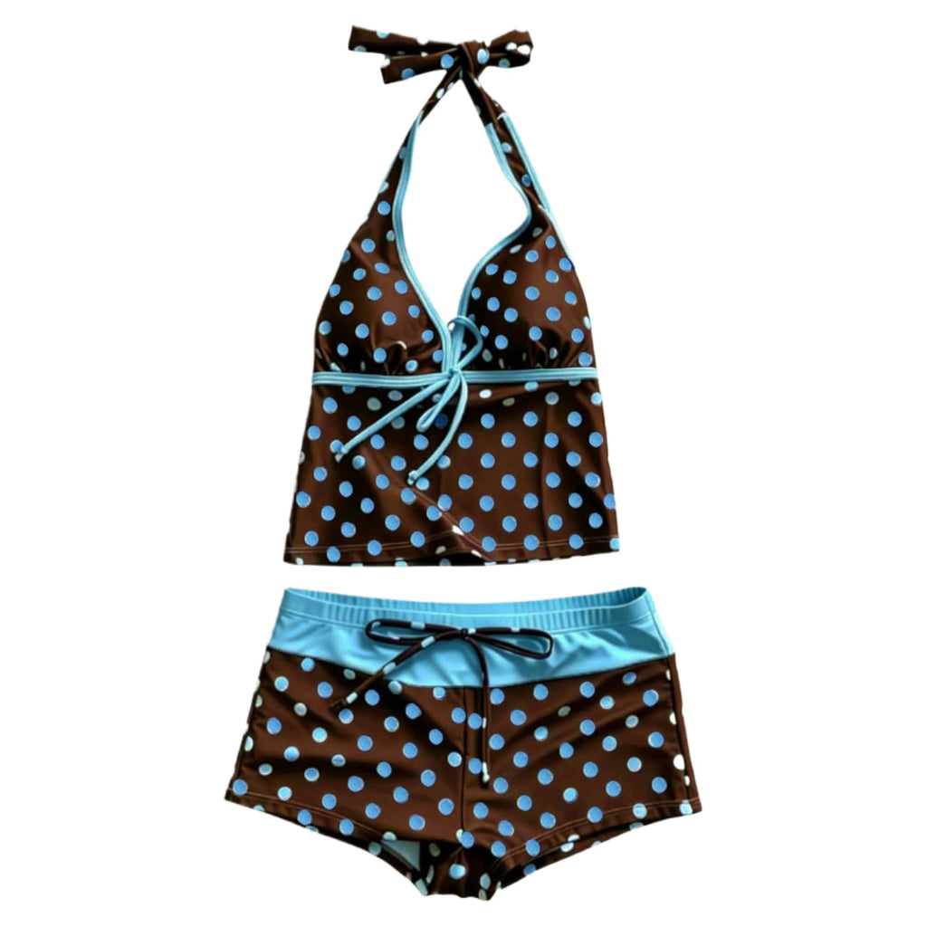 Women Two Piece Floral Print Vintage Tankini Swimsuit Set Summer