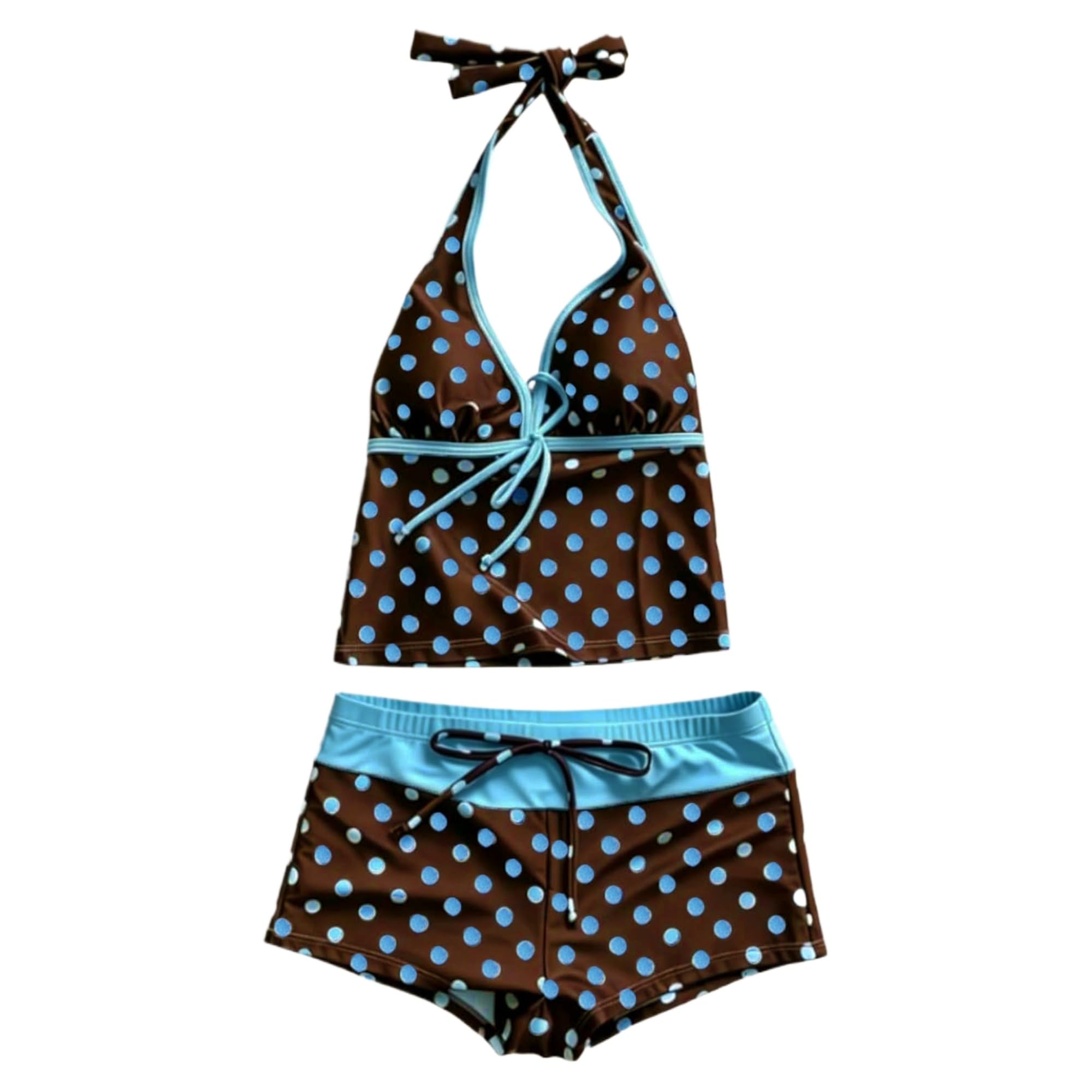 Women Two Piece Floral Print Vintage Tankini Swimsuit Set Summer