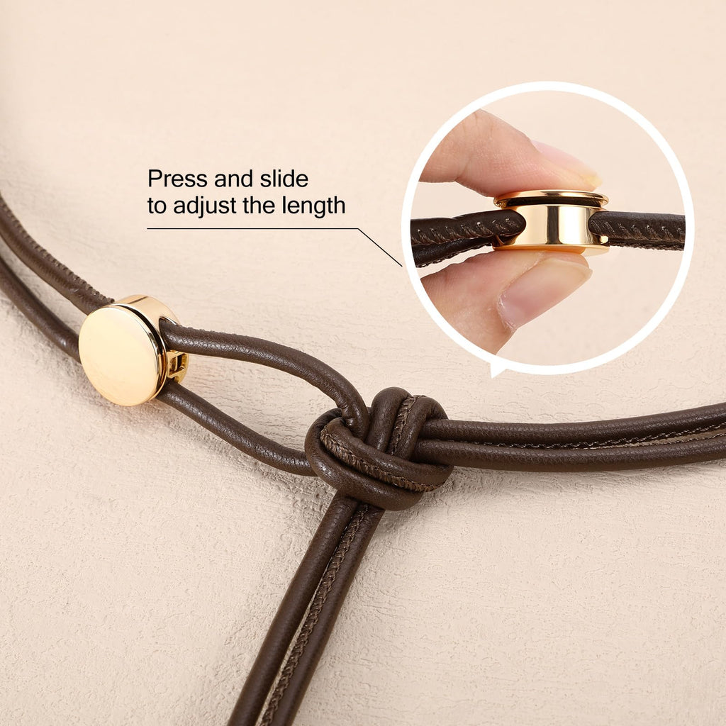 Vonmelli Thin Rope Skinny Tie Leather Women Waist Belt Dress Fashion Style