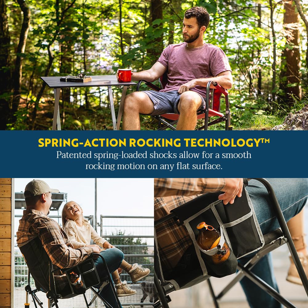 GCI OUTDOOR Freestyle Rocker Camping Chair | Portable Folding Rocking Chair with Solid, Durable Armrests, Drink Holder & Comfortable Backrest — Indigo Blue