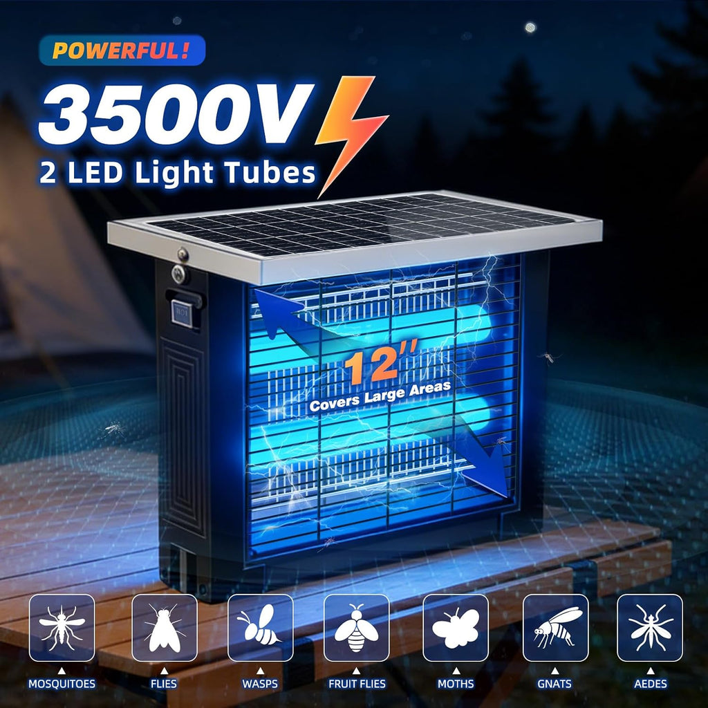 Large Solar Bug Zapper Outdoor, High‑Power Mosquito Zapper for 4000 sq.ft
