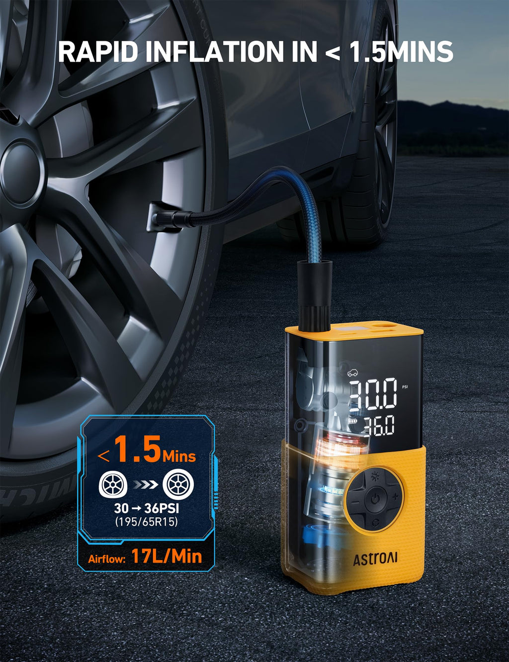 AstroAI L7 Portable Tire Inflator Cordless Bike Pump 150 PSI