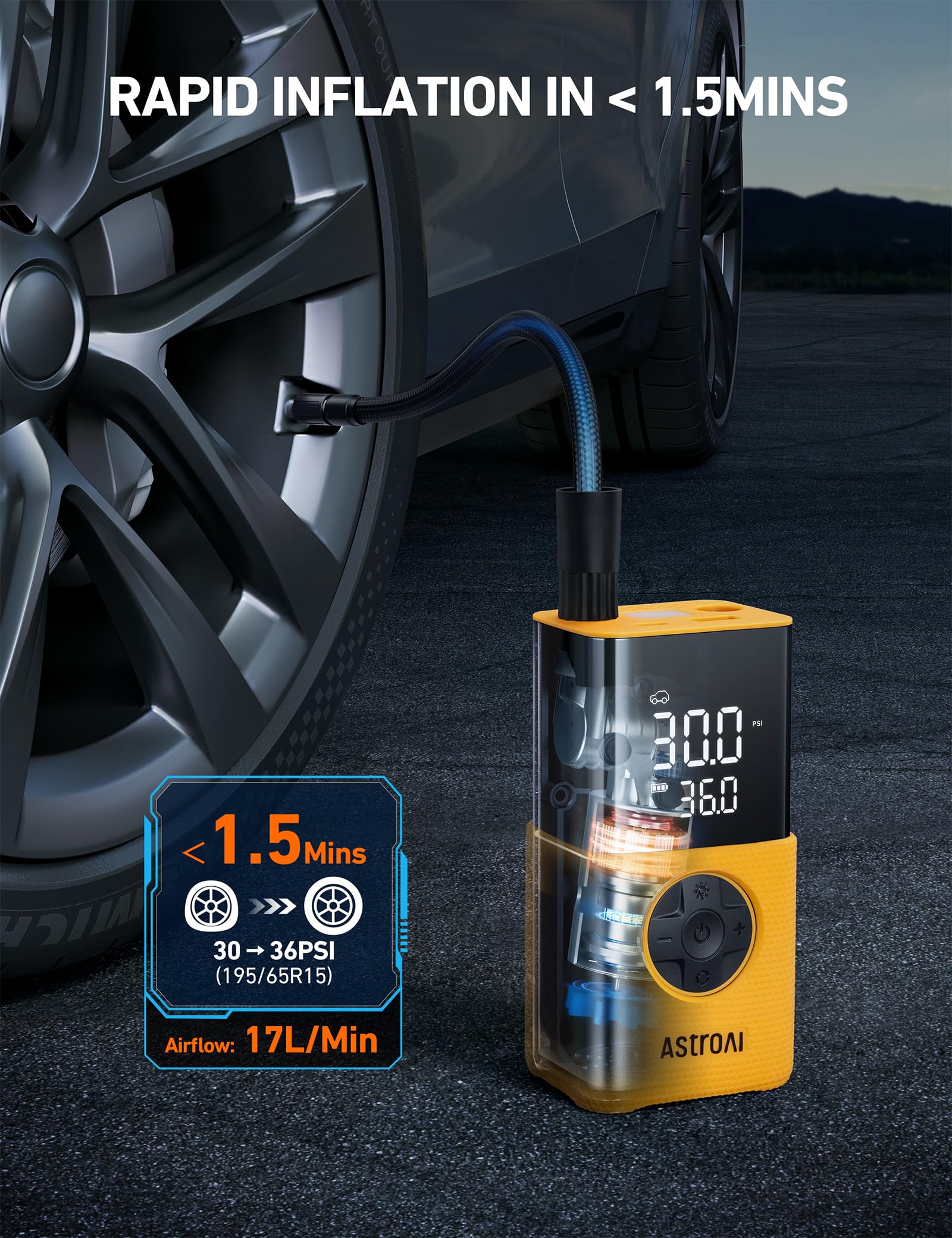 AstroAI L7 Portable Tire Inflator Cordless Bike Pump 150 PSI