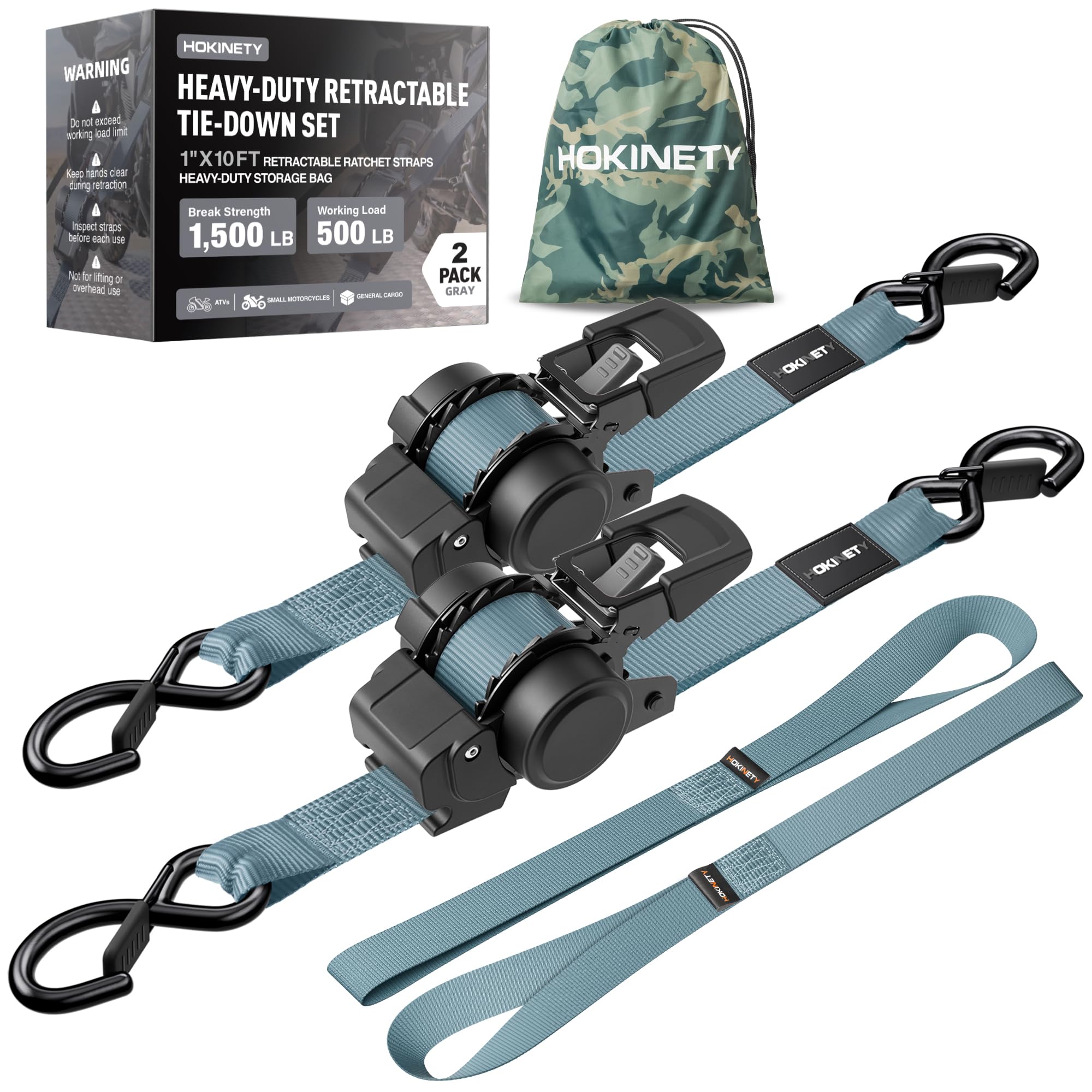 Hokinety 4 Pack Retractable Ratchet Straps 1 In X 10 Ft 1500 Lb For Truck