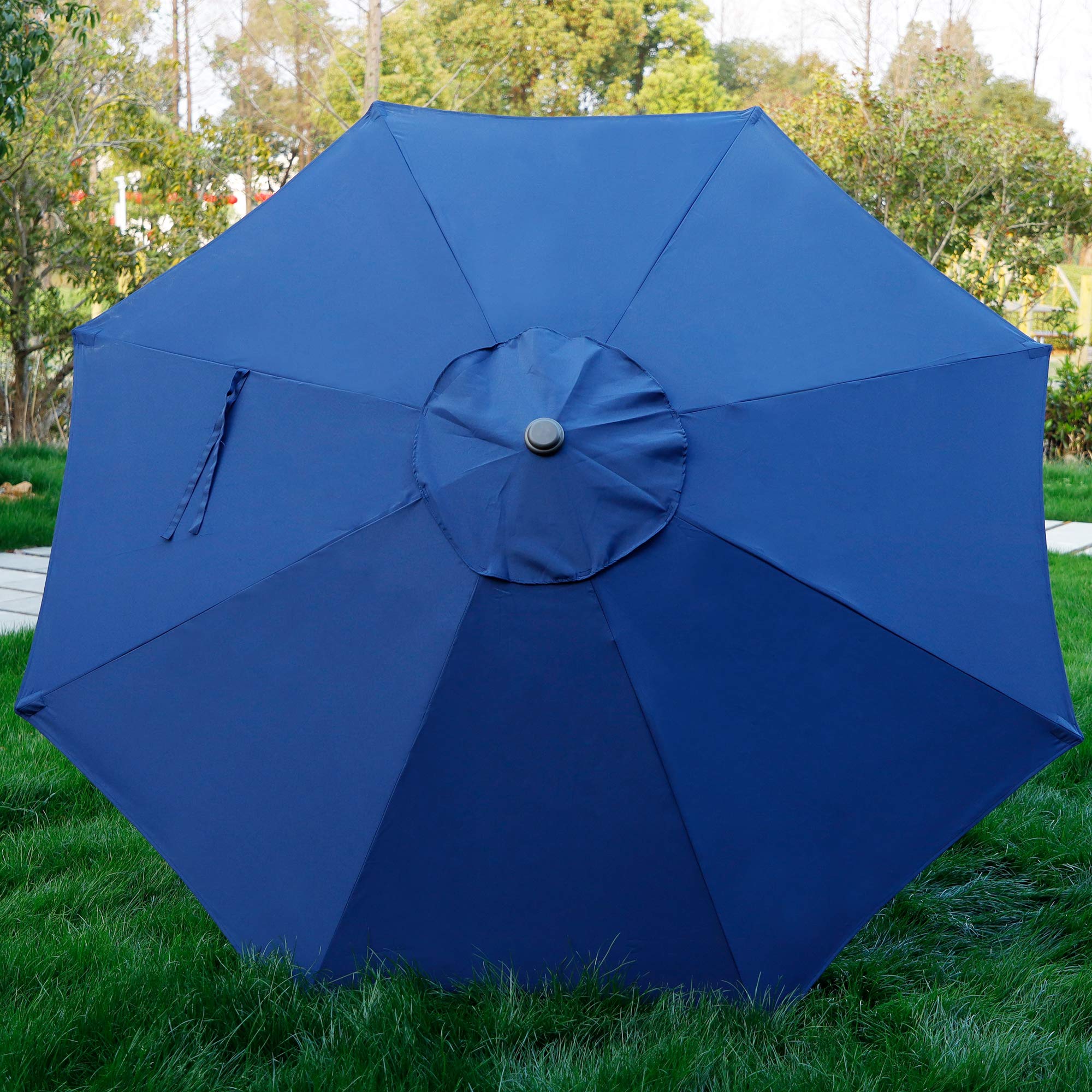 Blissun 9' Outdoor Patio Umbrella, Outdoor Table Umbrella, Yard Umbrella, Market Umbrella with 8 Sturdy Ribs, Push Button Tilt and Crank