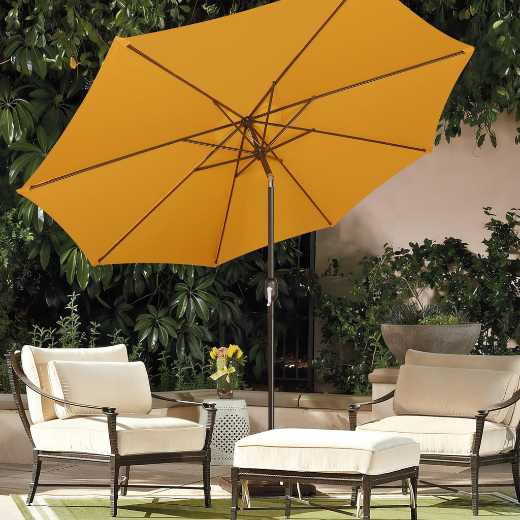 Blissun 9' Outdoor Patio Umbrella, Outdoor Table Umbrella, Yard Umbrella, Market Umbrella with 8 Sturdy Ribs, Push Button Tilt and Crank