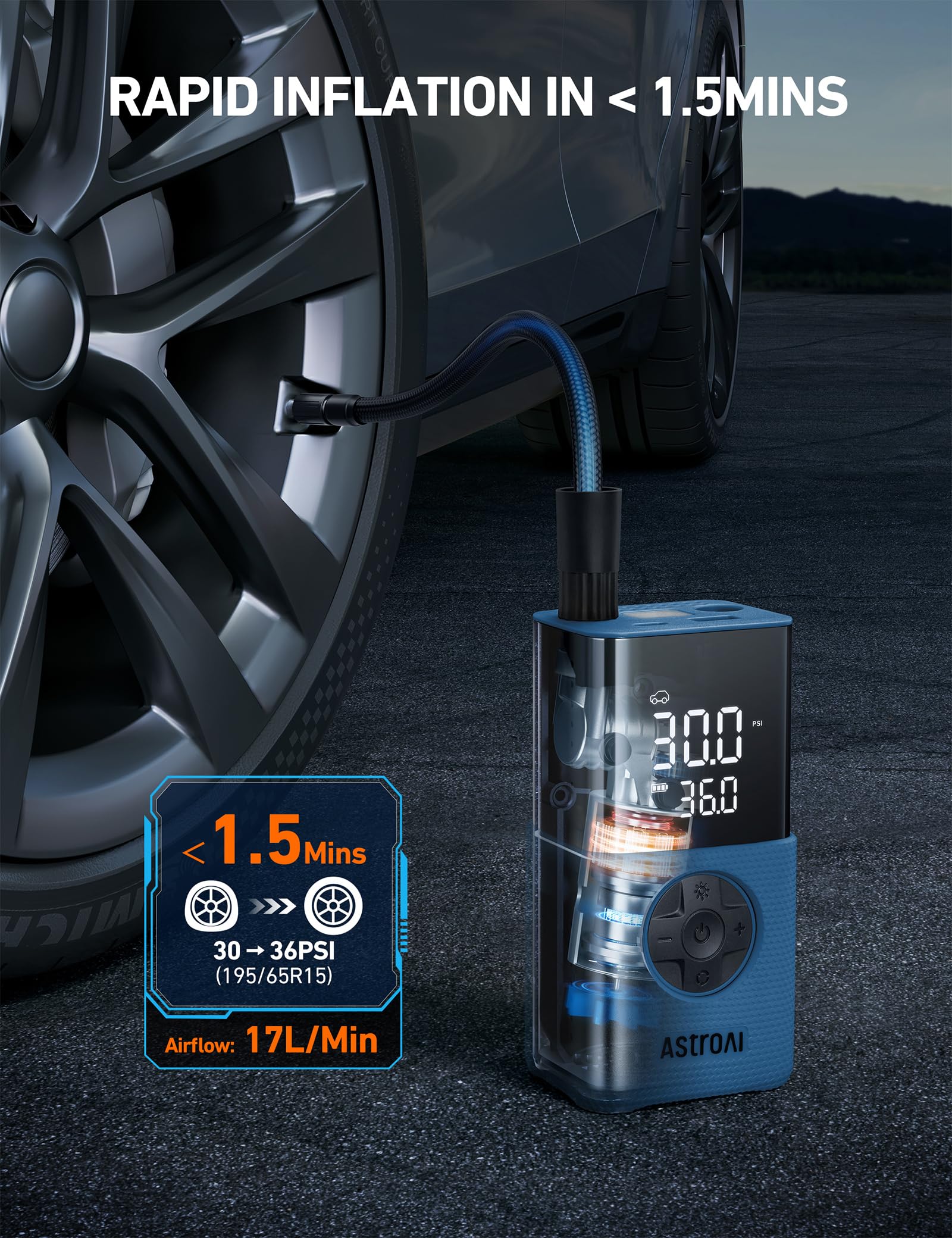 AstroAI L7 Portable Tire Inflator Cordless Bike Pump 150 PSI