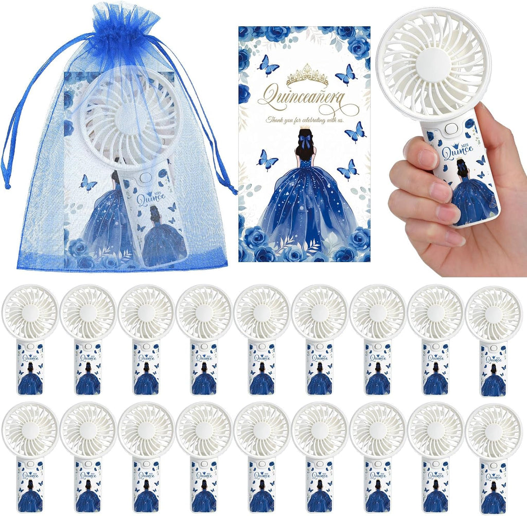 Tuanse 25 Pack Royal Blue Electric Quinceanera Party Favors Handheld Fans