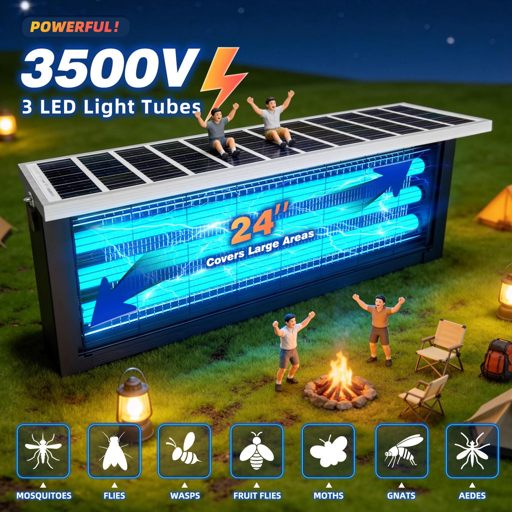 Large Solar Bug Zapper Outdoor, High‑Power Mosquito Zapper for 4000 sq.ft