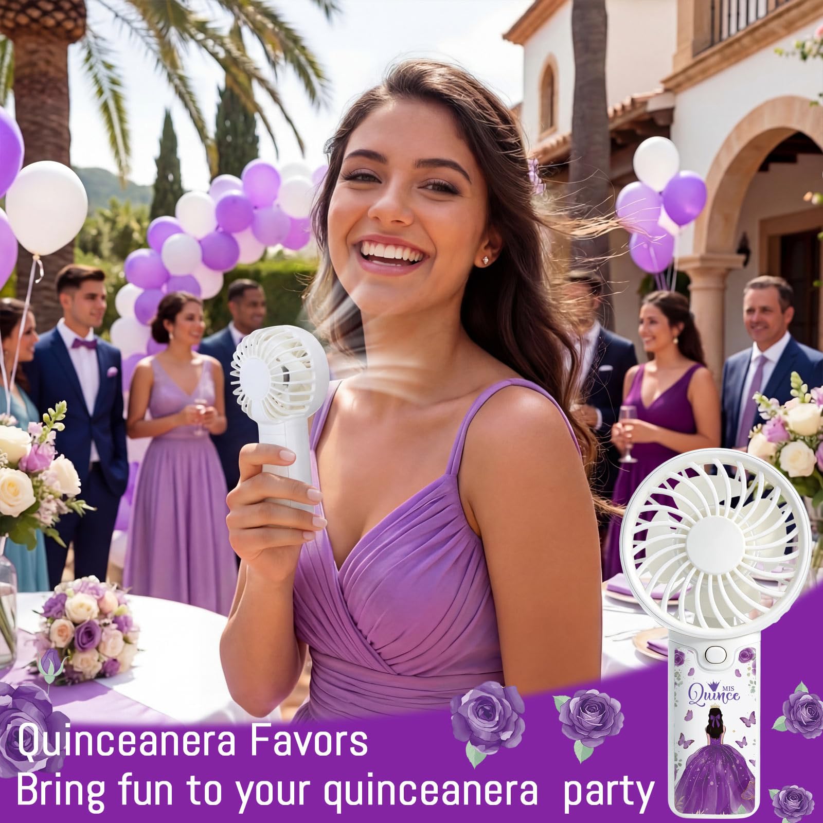 Tuanse 25 Pack Royal Blue Electric Quinceanera Party Favors Handheld Fans