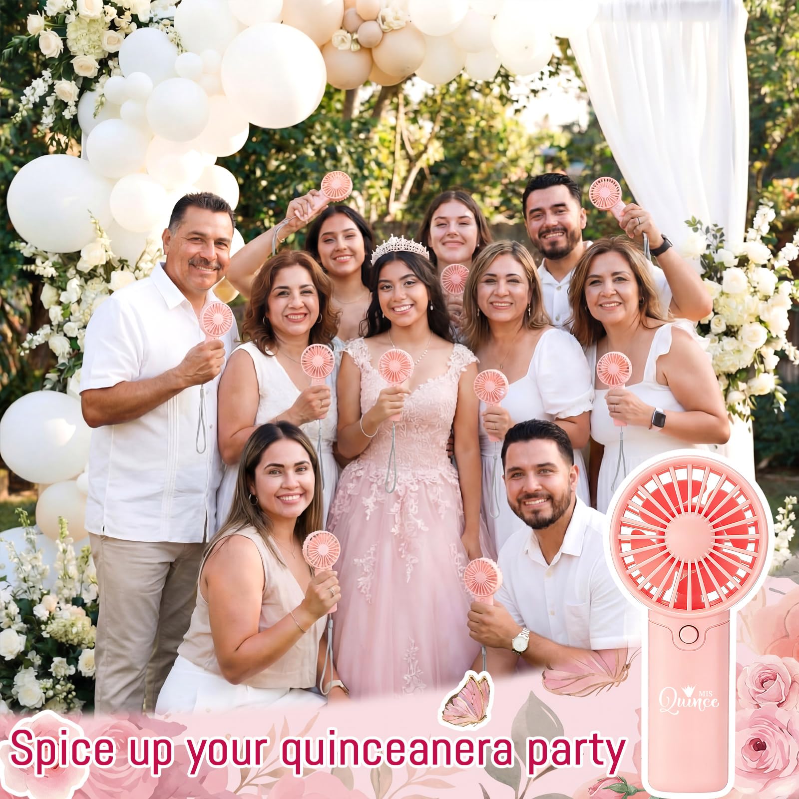 Tuanse 25 Pack Royal Blue Electric Quinceanera Party Favors Handheld Fans