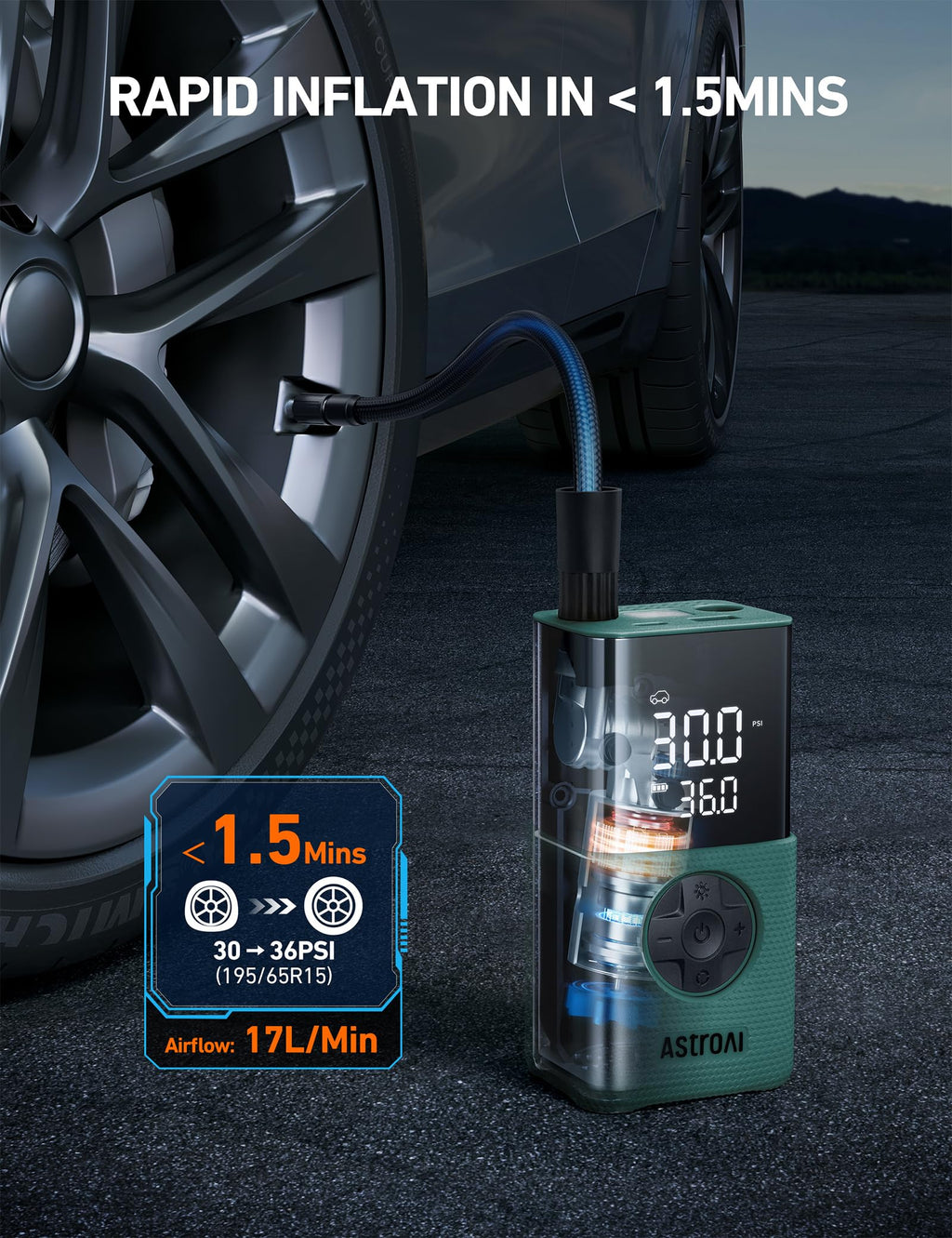 AstroAI L7 Portable Tire Inflator Cordless Bike Pump 150 PSI