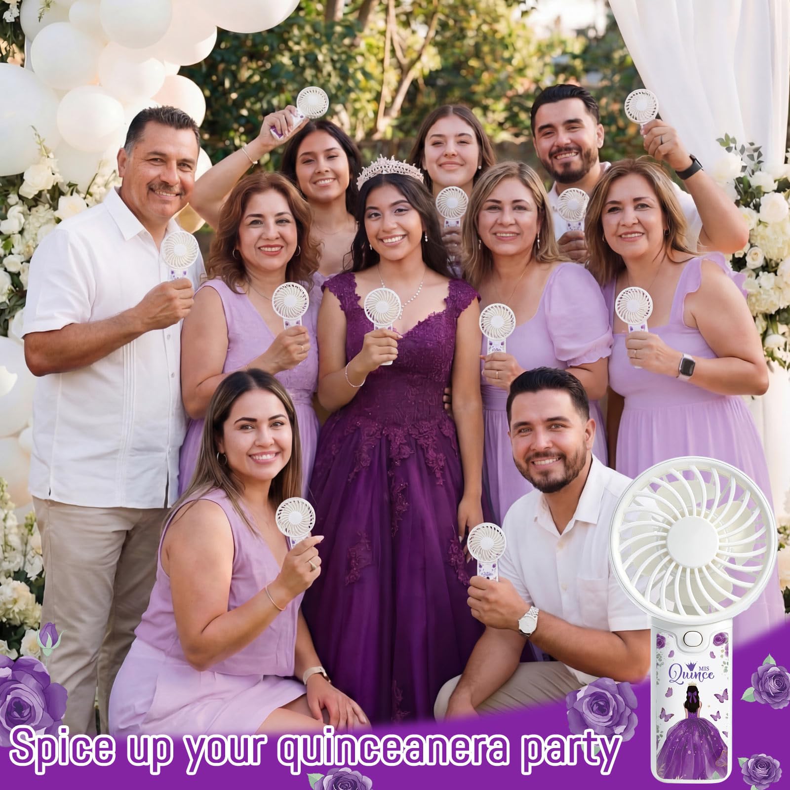 Tuanse 25 Pack Royal Blue Electric Quinceanera Party Favors Handheld Fans