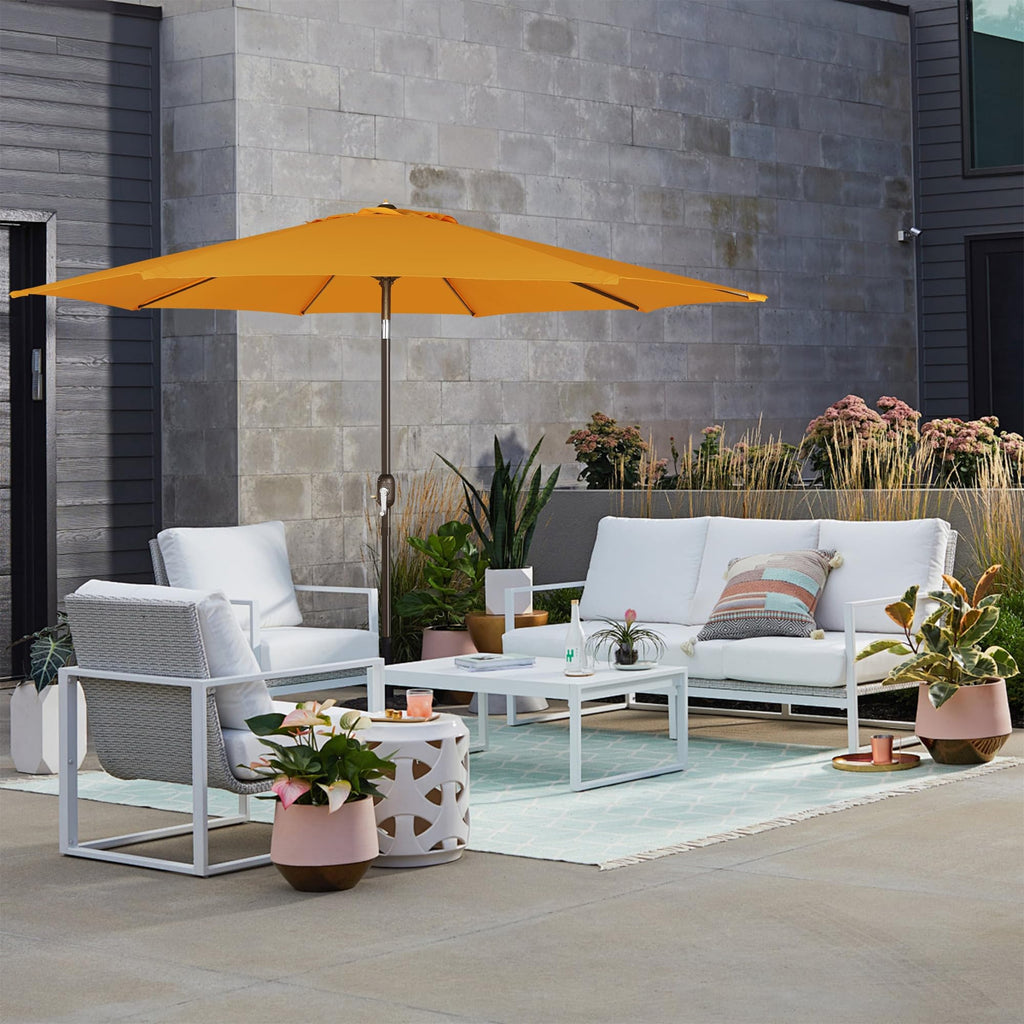 Blissun 9' Outdoor Patio Umbrella, Outdoor Table Umbrella, Yard Umbrella, Market Umbrella with 8 Sturdy Ribs, Push Button Tilt and Crank