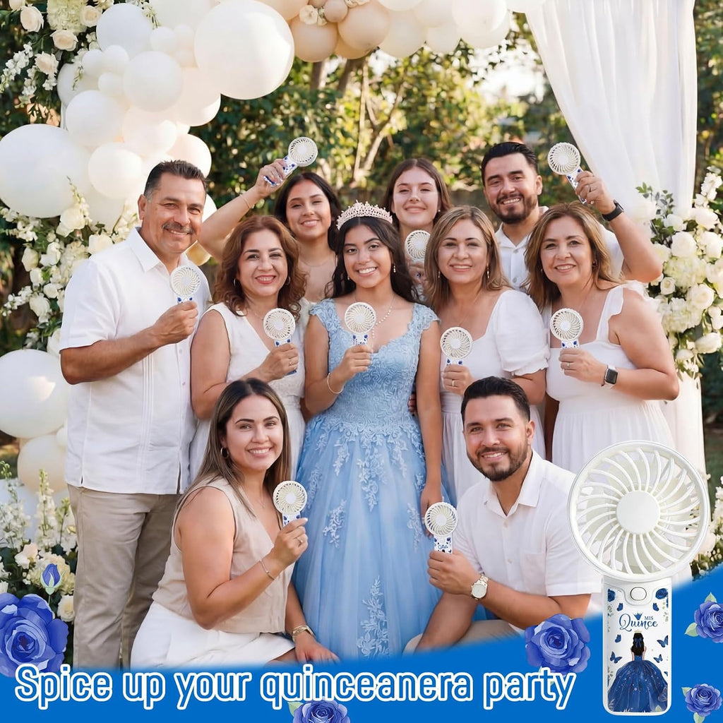 Tuanse 25 Pack Royal Blue Electric Quinceanera Party Favors Handheld Fans