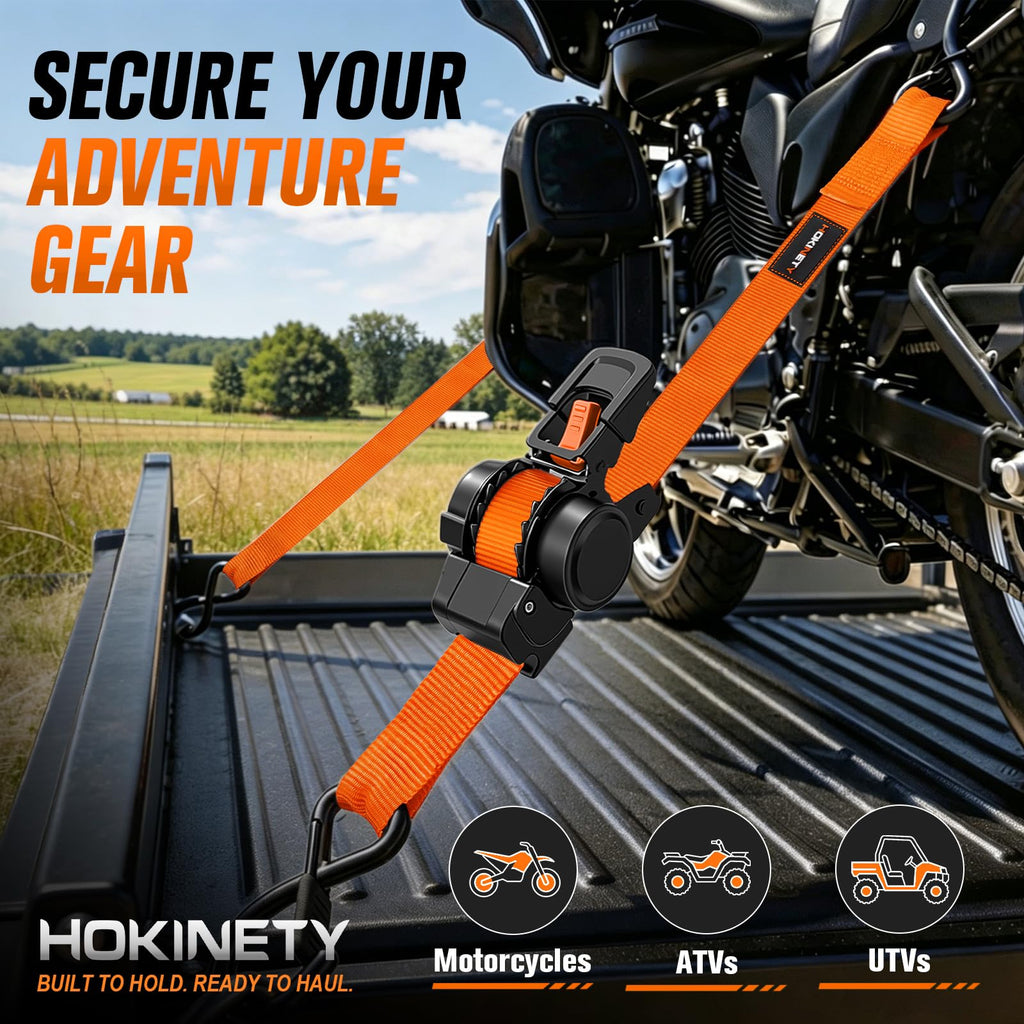 Hokinety 4 Pack Retractable Ratchet Straps 1 In X 10 Ft 1500 Lb For Truck