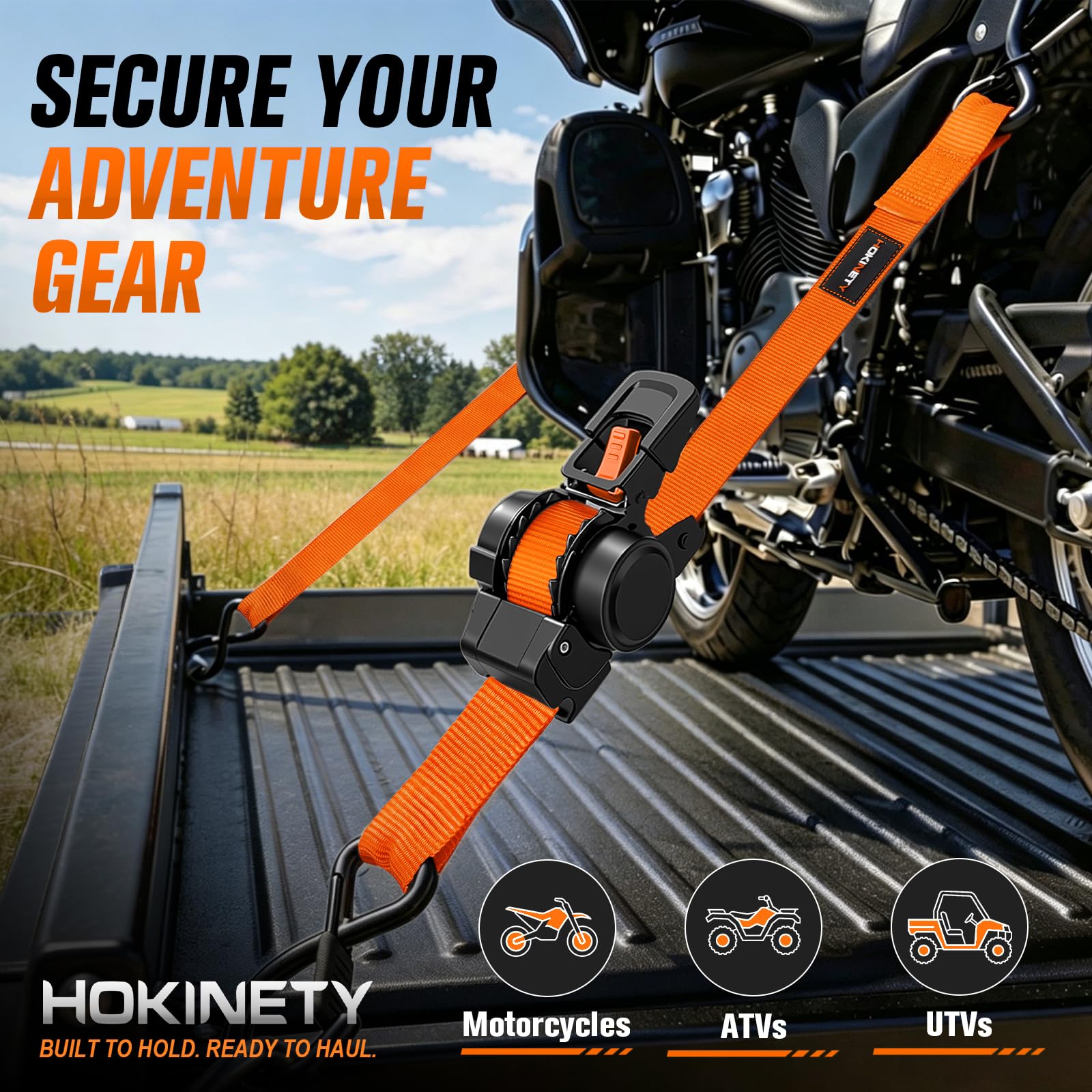 Hokinety 4 Pack Retractable Ratchet Straps 1 In X 10 Ft 1500 Lb For Truck