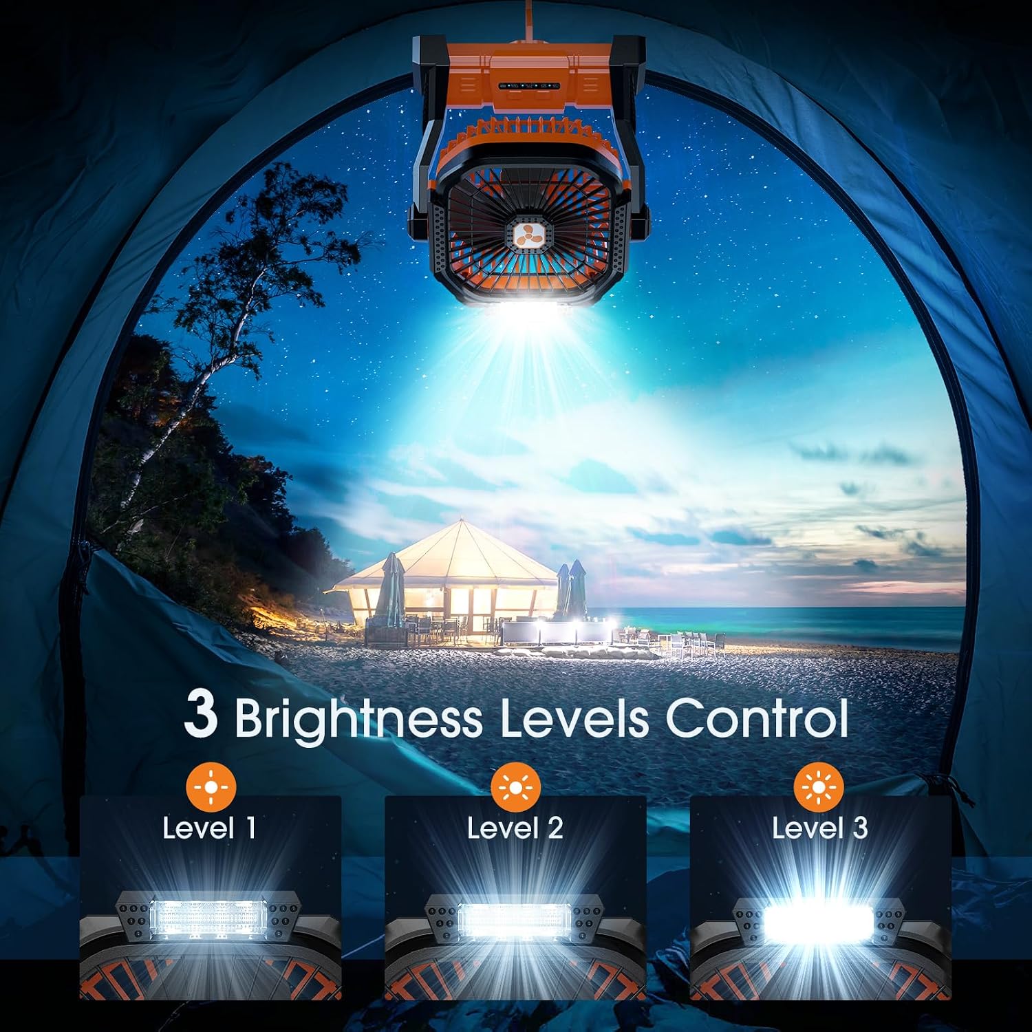 Portable Fan Rechargeable, 20000mAh Cordless Battery Powered Fan with LED Lantern Battery Operated for Travel Bedroom Home Camping Tent Office Beach Desk Fishing Table