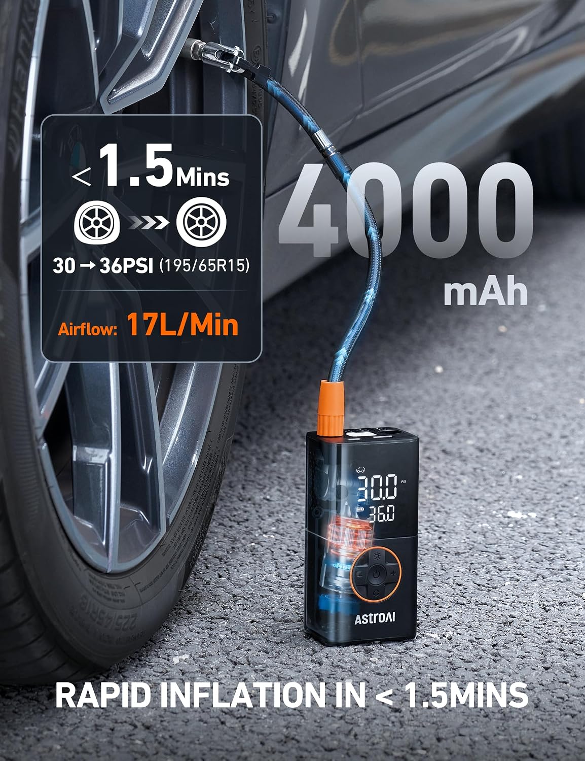 AstroAI L7 Portable Tire Inflator Cordless Bike Pump 150 PSI