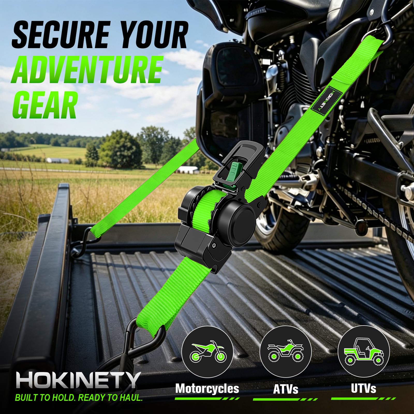 Hokinety 4 Pack Retractable Ratchet Straps 1 In X 10 Ft 1500 Lb For Truck