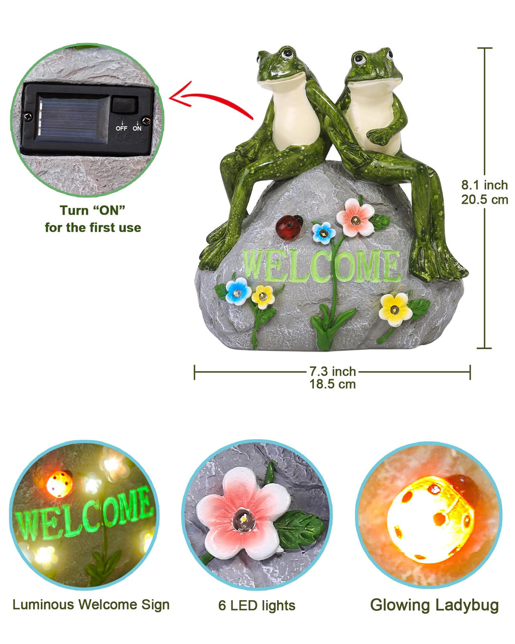 Nacome Solar Garden Outdoor Statues Turtle with Succulent