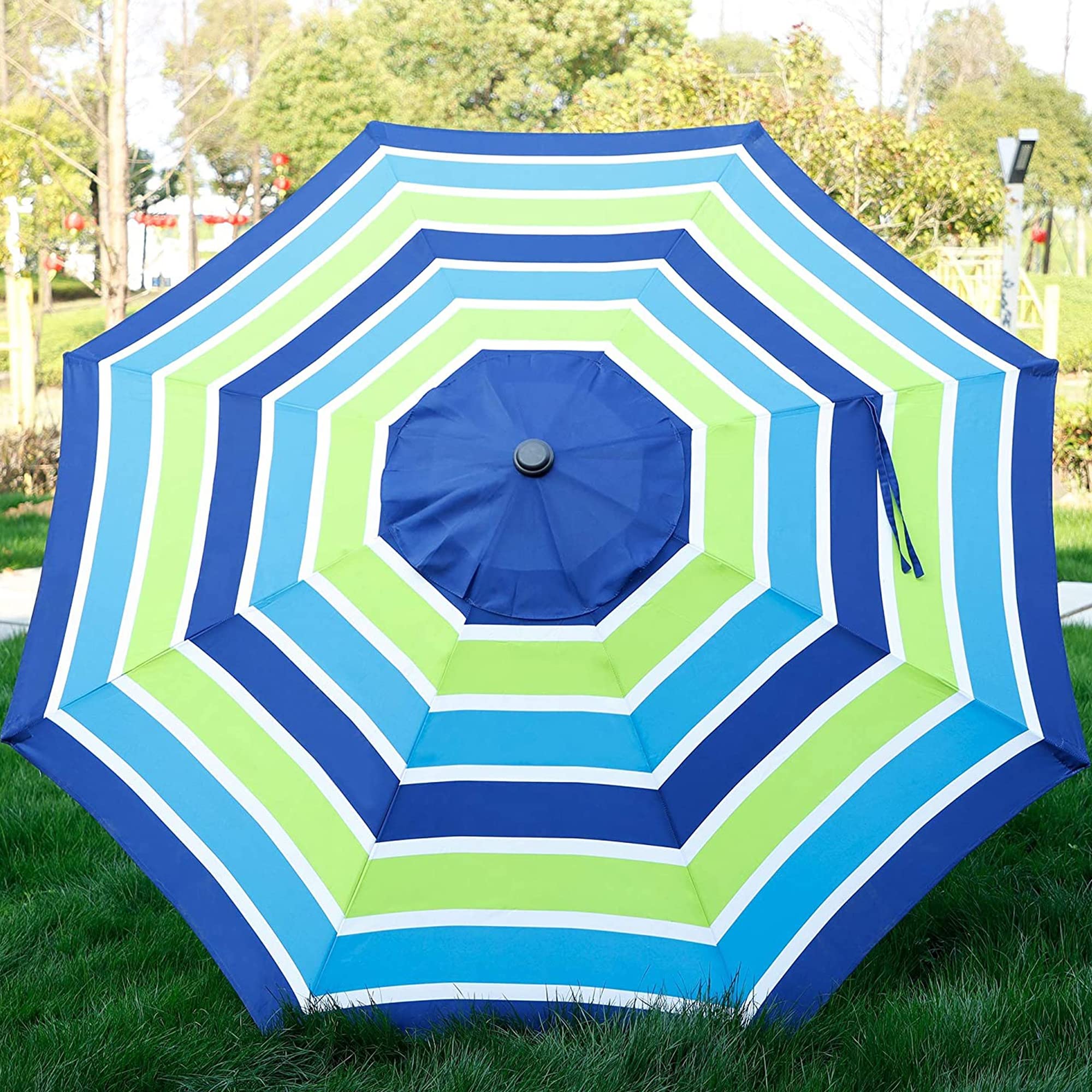 Blissun 9' Outdoor Patio Umbrella, Outdoor Table Umbrella, Yard Umbrella, Market Umbrella with 8 Sturdy Ribs, Push Button Tilt and Crank
