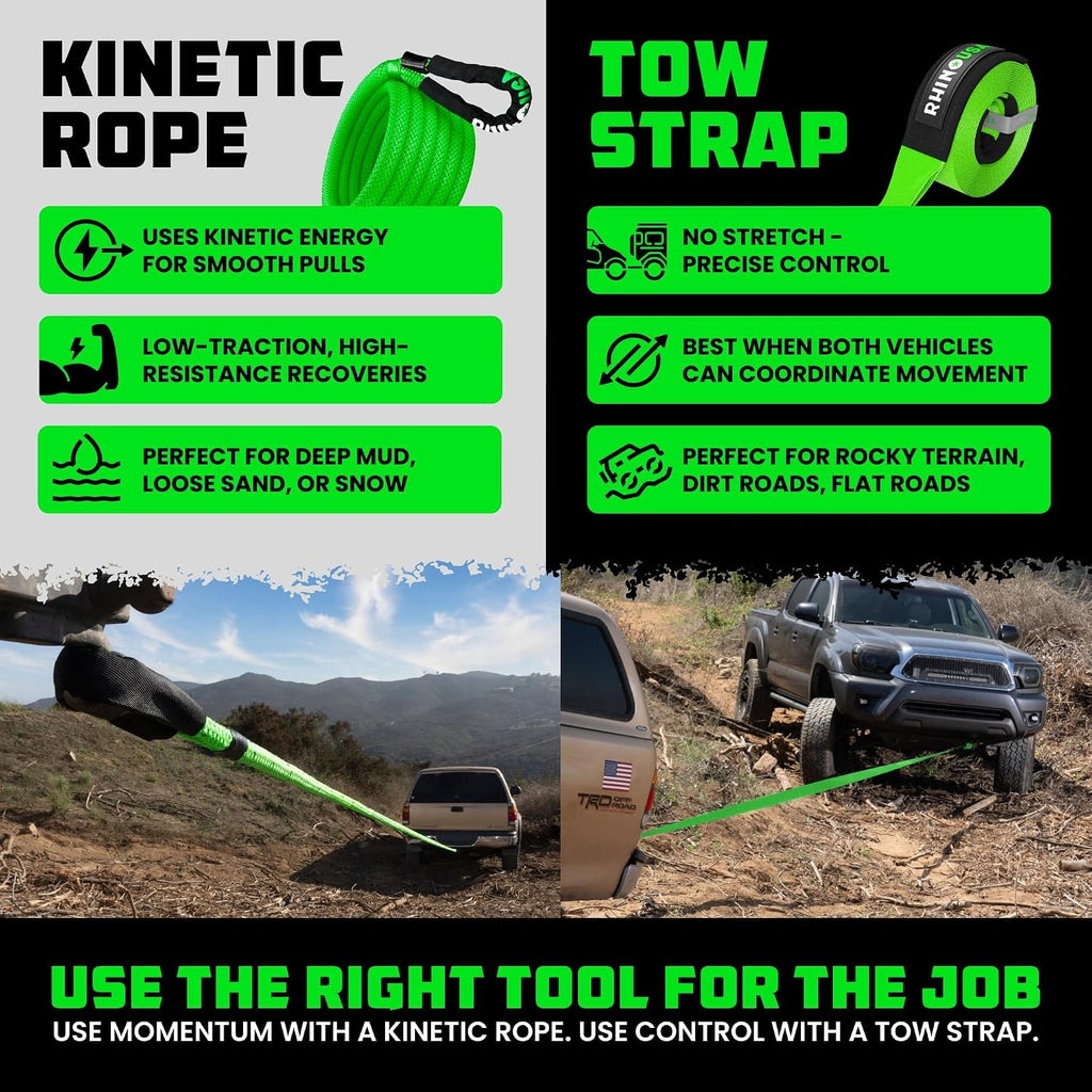 Rhino USA Kinetic Recovery Rope 1 Inch X 30 Feet Heavy Duty Snatch Strap