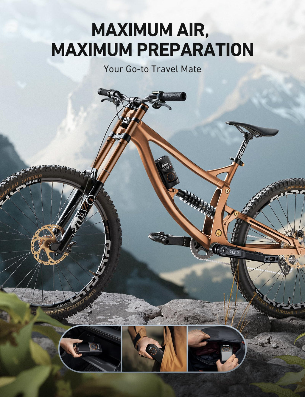 AstroAI L7 Portable Tire Inflator Cordless Bike Pump 150 PSI