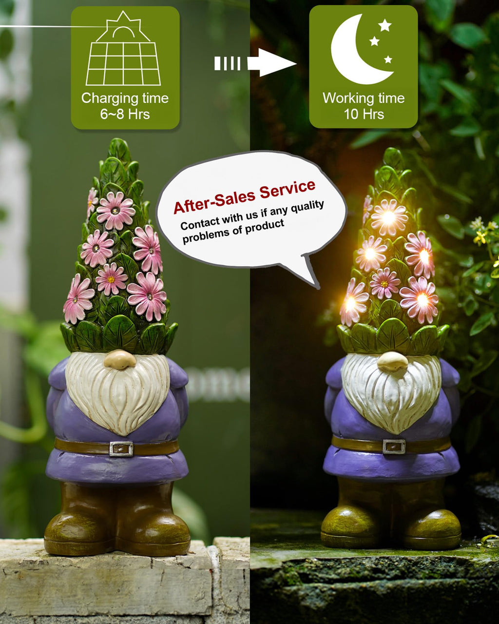 Nacome Solar Garden Outdoor Statues Turtle with Succulent