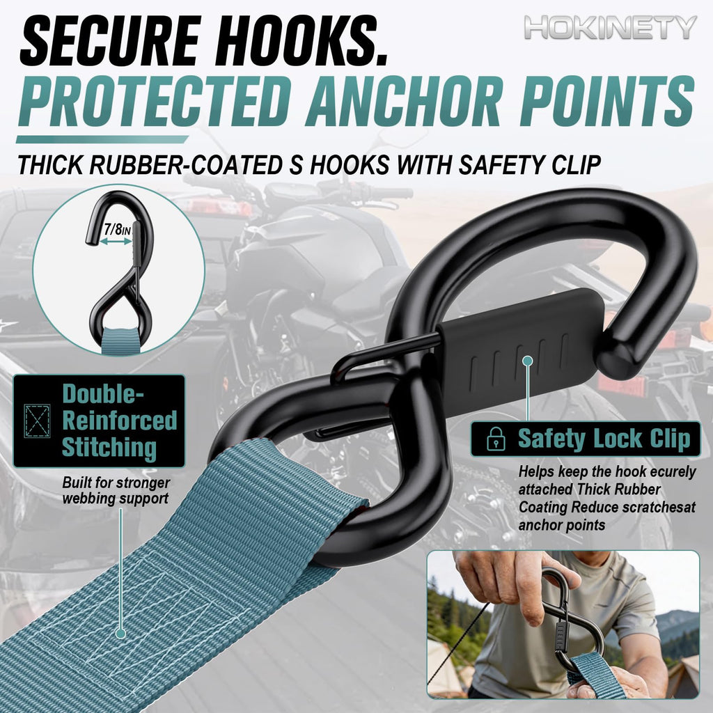 Hokinety 4 Pack Retractable Ratchet Straps 1 In X 10 Ft 1500 Lb For Truck