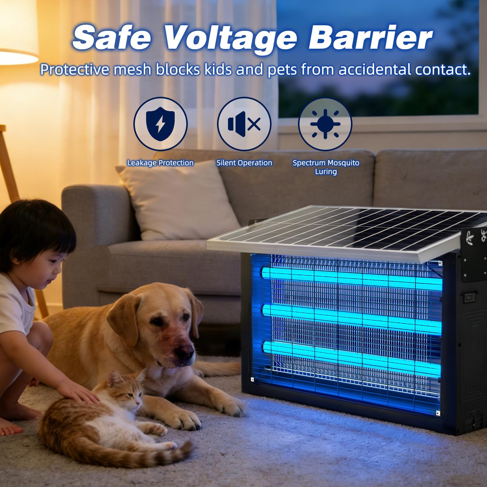 Large Solar Bug Zapper Outdoor, High‑Power Mosquito Zapper for 4000 sq.ft